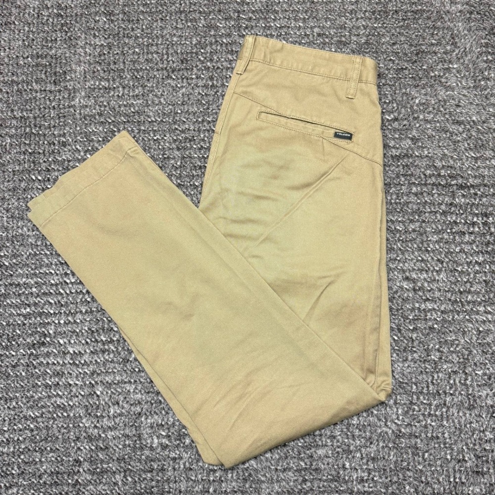 Volcom‎ Mens Chino Pants Size 30x30 Tan Khaki Flat Front Cotton Blend